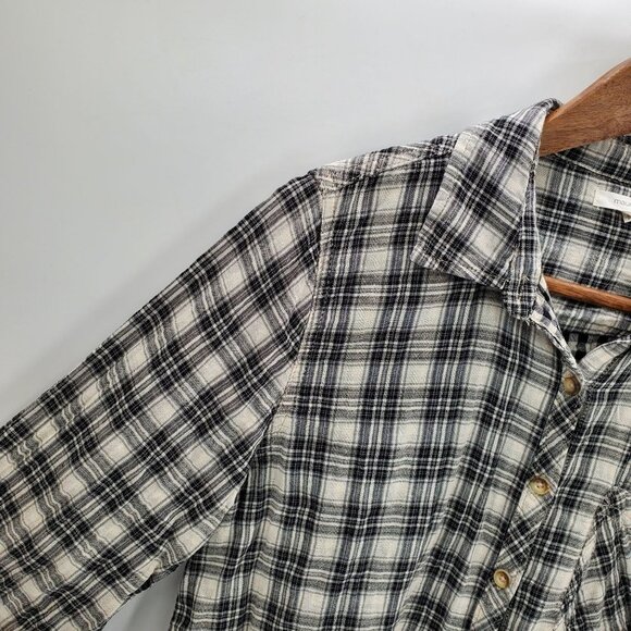 Maurices Long Sleeve Button Up Plaid Flannel Shirt Size M Ombre Bleach Dipped - Picture 6 of 14